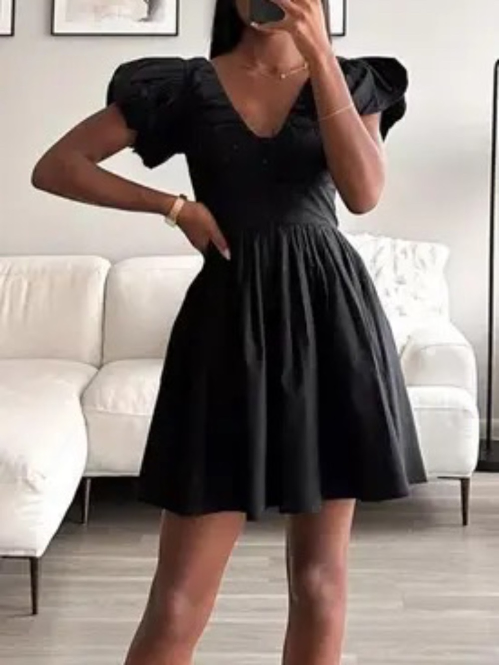 Abercrombie black puff sleeve dress with hidden skort NWOT